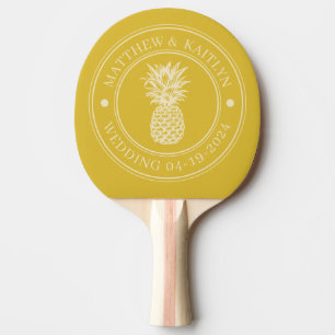 Verbrannte Zitrone Ananas Hochzeitskamm & Namen Tischtennis Schläger