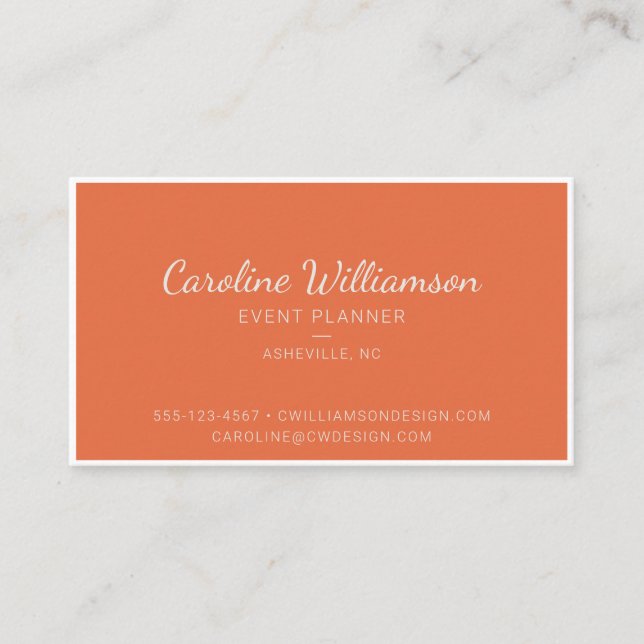 Verbrannter Orange Boho Blumen-Script Eventplaner Visitenkarte (Vorderseite)