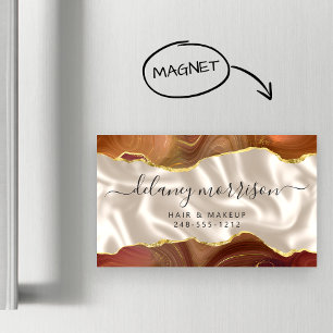 Verbranntes Orange Achat Gold Glitter Elfenbein Lu Magnetische Visitenkarte