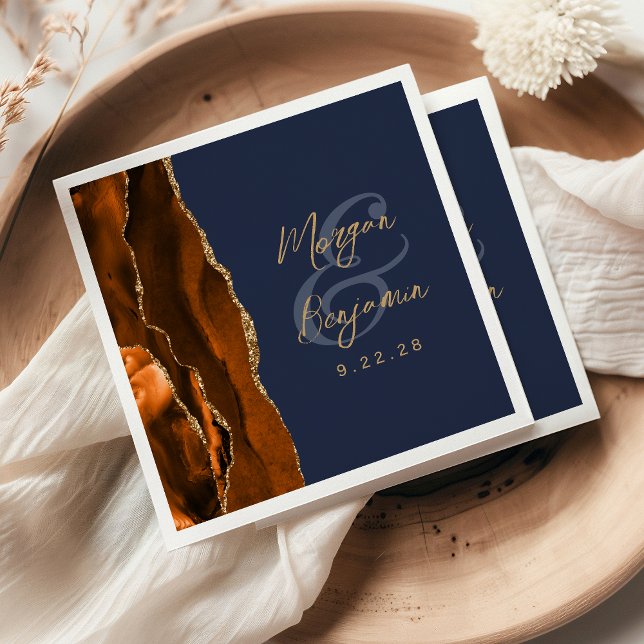 Verbranntes Orange Achat Gold Schrift Navy Blau Ho Serviette (Von Creator hochgeladen)