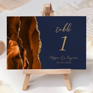 Verbranntes Orange Achat Gold Schrift Navy Blau Ho Tischnummer