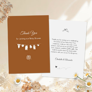 Verbranntes Orange Boho Minimalistische Babyparty Dankeskarte