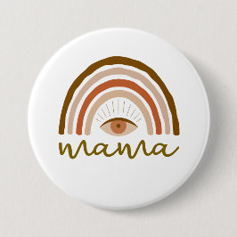 Verbranntes Orange Boho Regenbogen-Auge Button