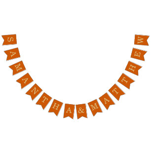 Verbranntes Orange Einfache Braut & Bräutigam Name Wimpelkette