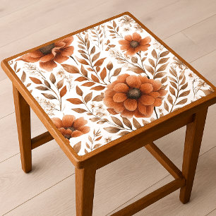 Verbranntes Orange Floral auf Weiß Seidenpapier