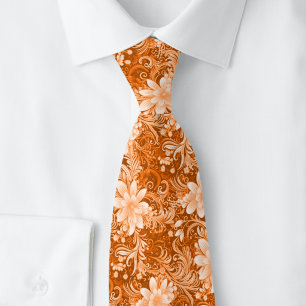 Verbranntes Orange Florales Batik Krawatte