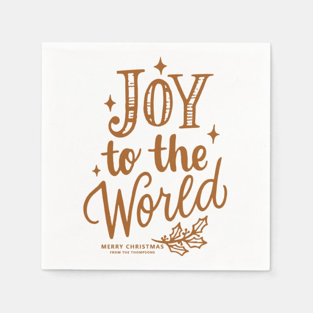 Verbranntes Orange Freude für die Welt Lettering W Serviette (Vorderseite)