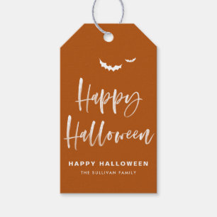 Verbranntes Orange Frohes Halloween Pinsel Kalligr Geschenkanhänger