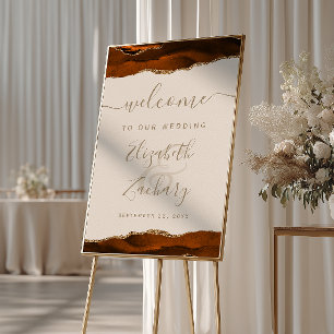 Verbranntes Orange-Gold-Achat-Elfenbein-Hochzeits- Poster