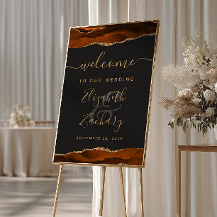 Verbranntes Orange-Gold-Achat senkrechtes Hochzeit Poster