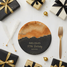 Verbranntes Orange Gold Glitter Wasserfarbe Marmor