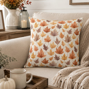 Verbranntes Orange Goldbraunes Herbstblatt Modern Kissen