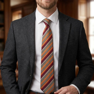 Verbranntes Orange Grau Charcoal Burgund Mehrstrei Krawatte