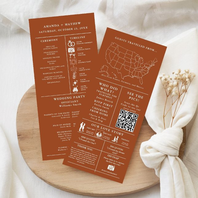 Verbranntes Orange Hochzeitsinfografik-Programm (Von Creator hochgeladen)