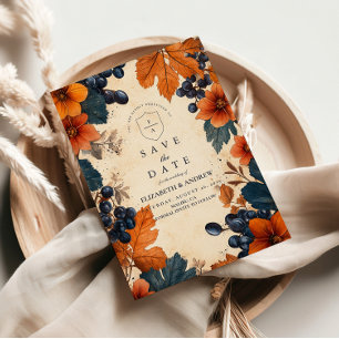 Verbranntes Orange & Navy-Beeren-Hochzeit Save The Date