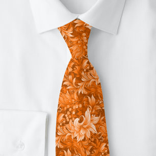 Verbranntes Orange Ornamentales Botanisches Krawatte