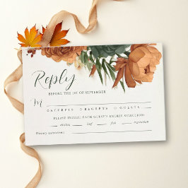 Verbranntes Orange-Rost-Grün Boho Pampas Herbsthoc RSVP Karte