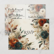 Verbranntes Orange und Blaue Herbstblumen Hochzeit