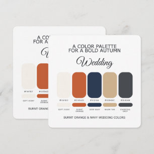 Verbranntes Orange und Marineblaue Hochzeitsfarbpa Einladung