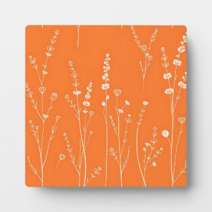Verbranntes Orange-Wildblumen-Minimal-Muster Fotoplatte