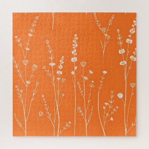 Verbranntes Orange-Wildblumen-Minimalmuster