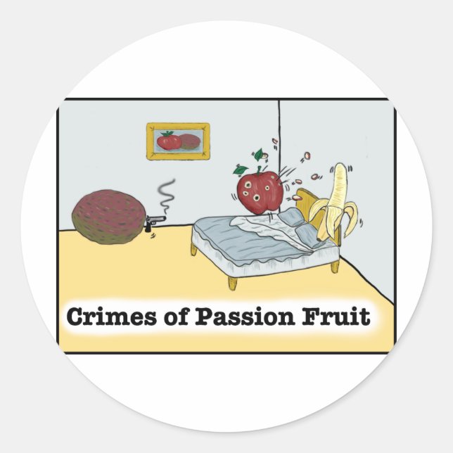 Verbrechen an Leidenschaft Fruit Zazzle Runder Aufkleber (Vorderseite)