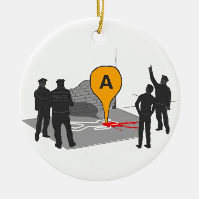 Verbrechen-Szenen-Karte mit Polizei-und Keramikornament (Vorne)