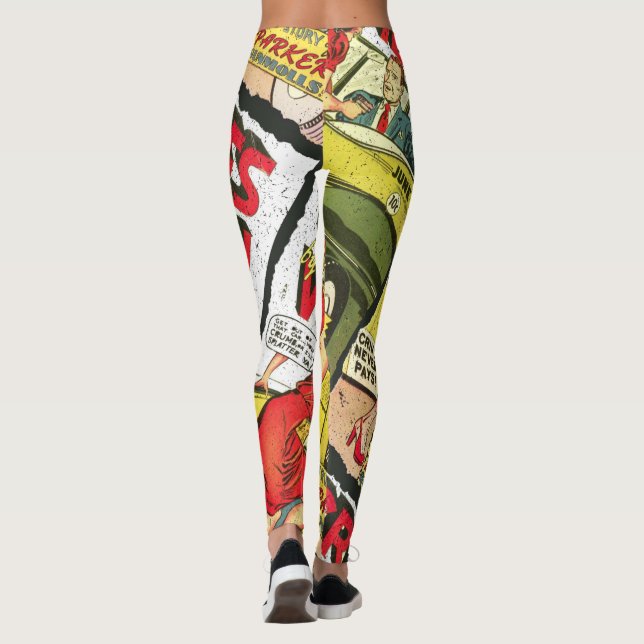 Verbrechen von Frauen #1 Goldenes Comic Buchdecke Leggings (Rückseite)