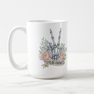 "Verbreite Freundlichkeit" Skelett-Friedenszeichen Kaffeetasse