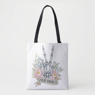 "Verbreite Freundlichkeit" Skelett-Friedenszeichen Tasche