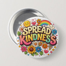 Verbreite Freundlichkeit – Süßer floraler Regenbog Button