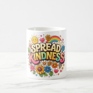 Verbreite Freundlichkeit – Süßer floraler Regenbog Kaffeetasse