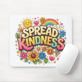 Verbreite Freundlichkeit – Süßer floraler Regenbog Mousepad