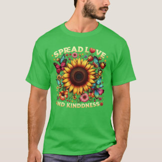 Verbreite Liebe Güte Sonnenblumen-Design Familie T-Shirt