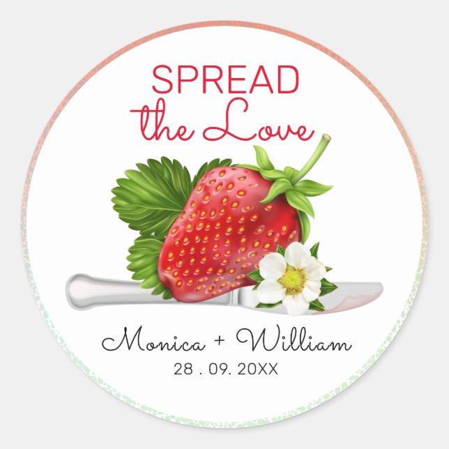 Verbreiten der Liebe Strawberry Wedding Runder Aufkleber (Vorderseite)