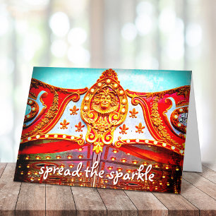 Verbreiten des Vintagen Carousel-Fotos für Sparkle Karte