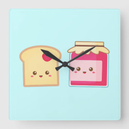 Verbreiten Sie die Liebe mit Niedlich Toast und Ja Quadratische Wanduhr