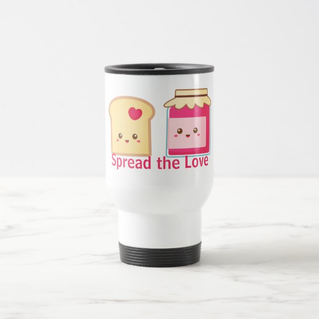 Verbreiten Sie die Liebe mit niedlichem Toast und Reisebecher (Mittel)