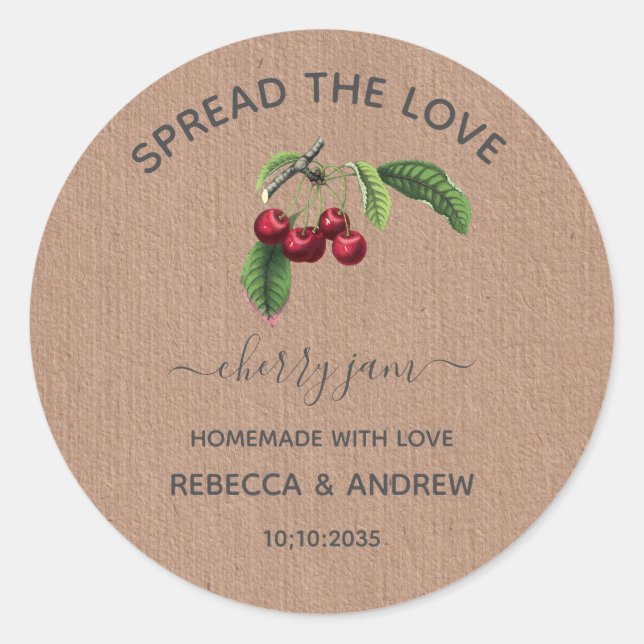 Verbreitung der Liebe Cherry Jam Kraft Papier Gefa Runder Aufkleber (Vorderseite)