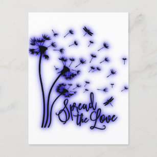 Verbreitung der Liebe Dandelion und Libellen Postkarte