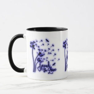 Verbreitung der Liebe Dandelion und Libellen Tasse
