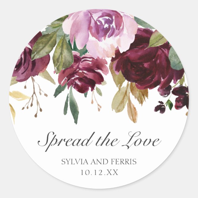 Verbreitung der Liebe Moody Plum floral Gastgesche Runder Aufkleber (Vorderseite)