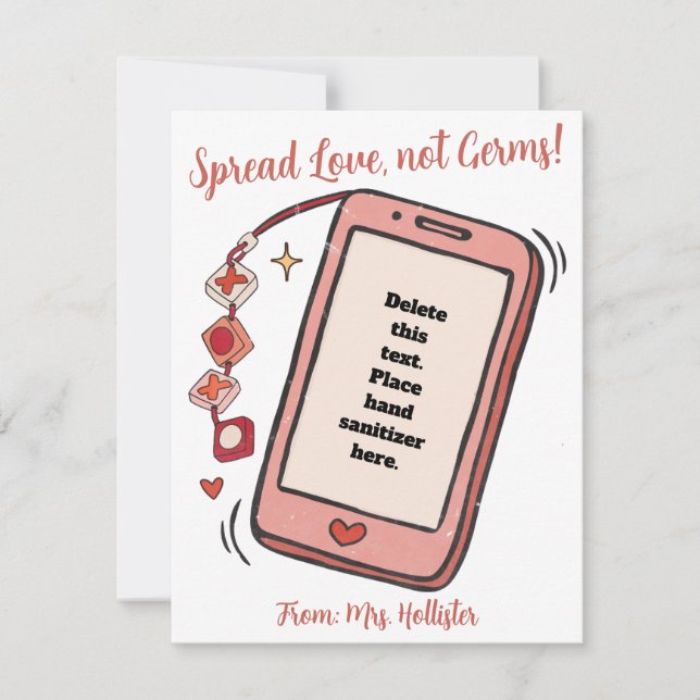 Verbreitung der Liebe nicht Germs Valentines Hand  Karte (Vorderseite)