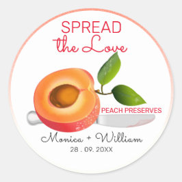 Verbreitung der Liebe Peach Hochzeit Runder Aufkleber