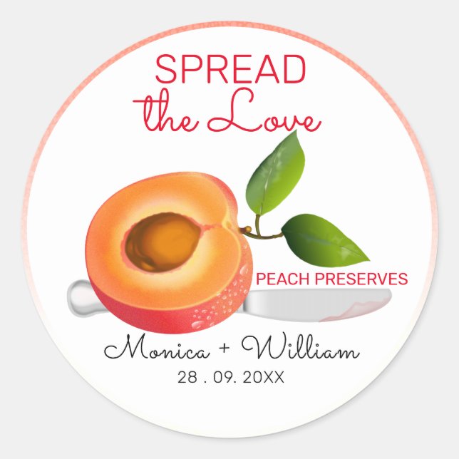 Verbreitung der Liebe Peach Hochzeit Runder Aufkleber (Vorderseite)