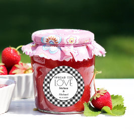 Verbreitung der Liebe Schwarz-weiß Gingham Gastges Runder Aufkleber