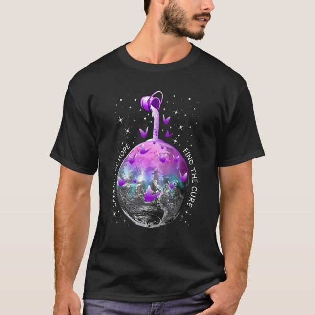 Verbreitung Leiomyosarkom Bewusstsein Lila Butterf T-Shirt (Vorderseite)