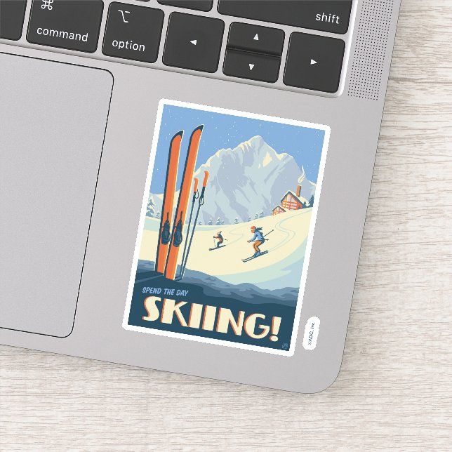 Verbringen Sie den Tag Ski Vintag Aufkleber (Detail)