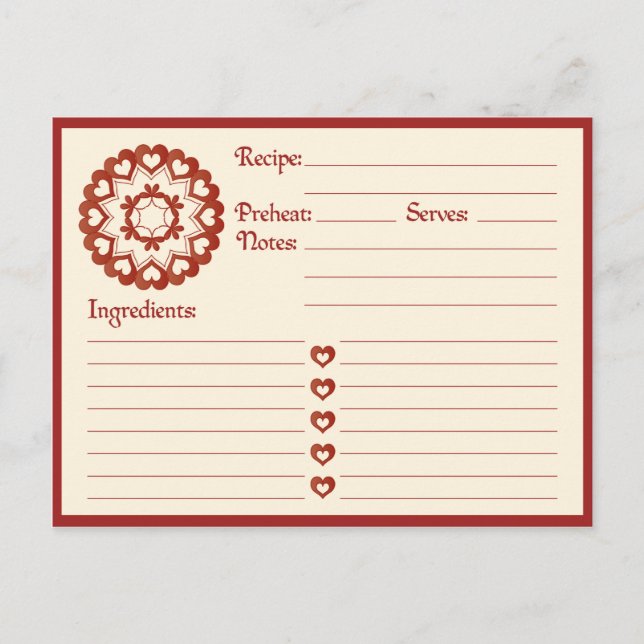 Verbunden mit der Liebe-Rezept-Karte Postkarte (Vorderseite)