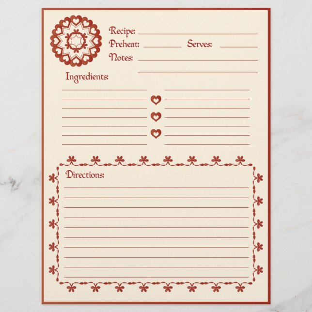 Verbunden mit Liebe Rezept Letterhead (Vorderseite)